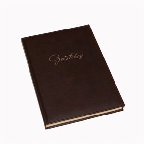 G�stebog - G�steb�ger med s�lvtryk brun kunstl�der Classic