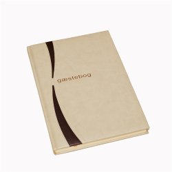 G�stebog - G�steb�ger med guldtryk beige kunstl�der Dubai