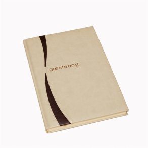 G�stebog - G�steb�ger med guldtryk beige kunstl�der Dubai